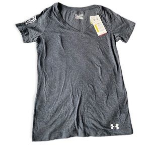 🔴 Under Armour Heat Gear Black/Grey V Neck T-Shirt